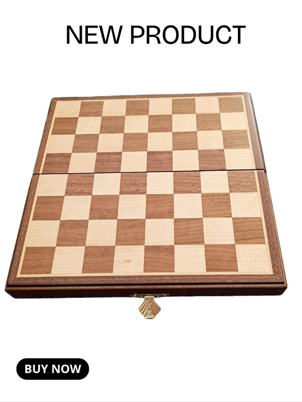 NEW Mini Travel Wooden Folding Chess Board - Natural Brown and Cream